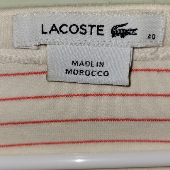 LACOSTE Pink Striped Short Sleeve Dress Size L(8) - Picture 4 of 6